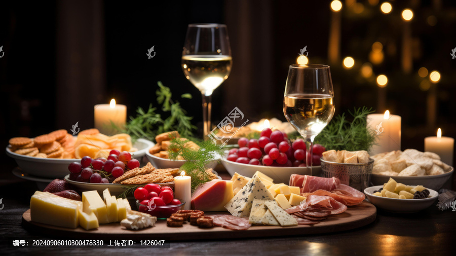 圣誕餐桌上的美食和飲品