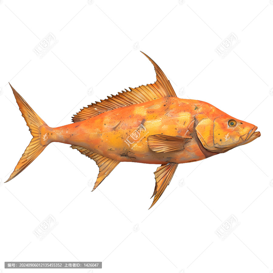 [免摳素材]金色魚雕塑