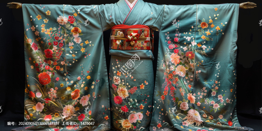 一件帶花卉圖案的和服