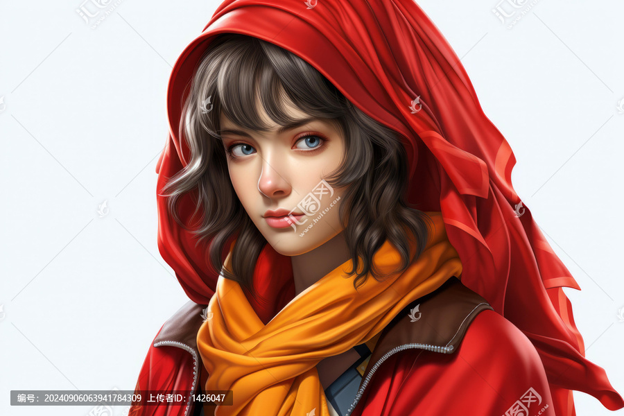 身穿紅色兜帽的女孩插圖