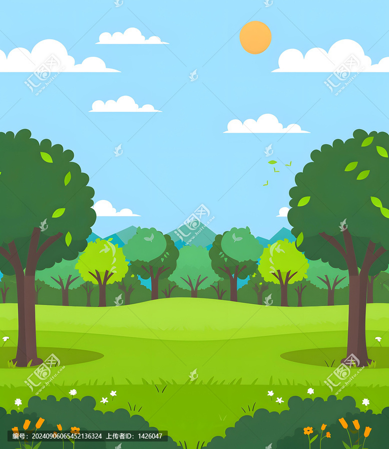 卡通綠色森林風景