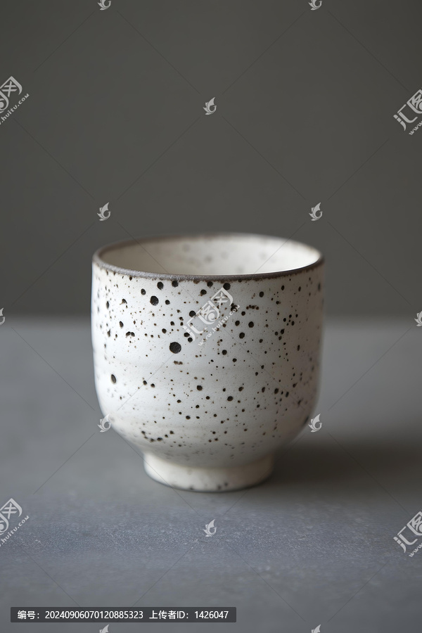 帶棕色斑點的白色陶瓷杯