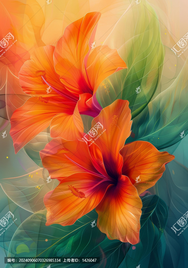橙色花朵綻放