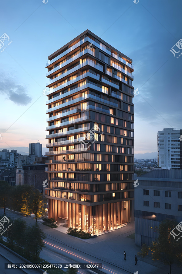 現(xiàn)代建筑，玻璃窗和陽臺
