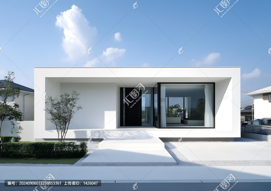極簡(jiǎn)現(xiàn)代風(fēng)格白色墻壁大窗戶住宅