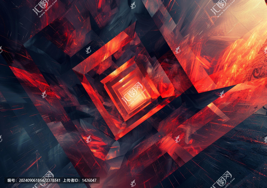 紅色黑色幾何抽象背景