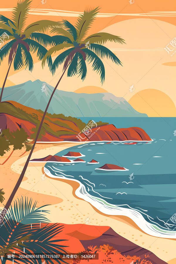 棕櫚樹海灘風(fēng)景