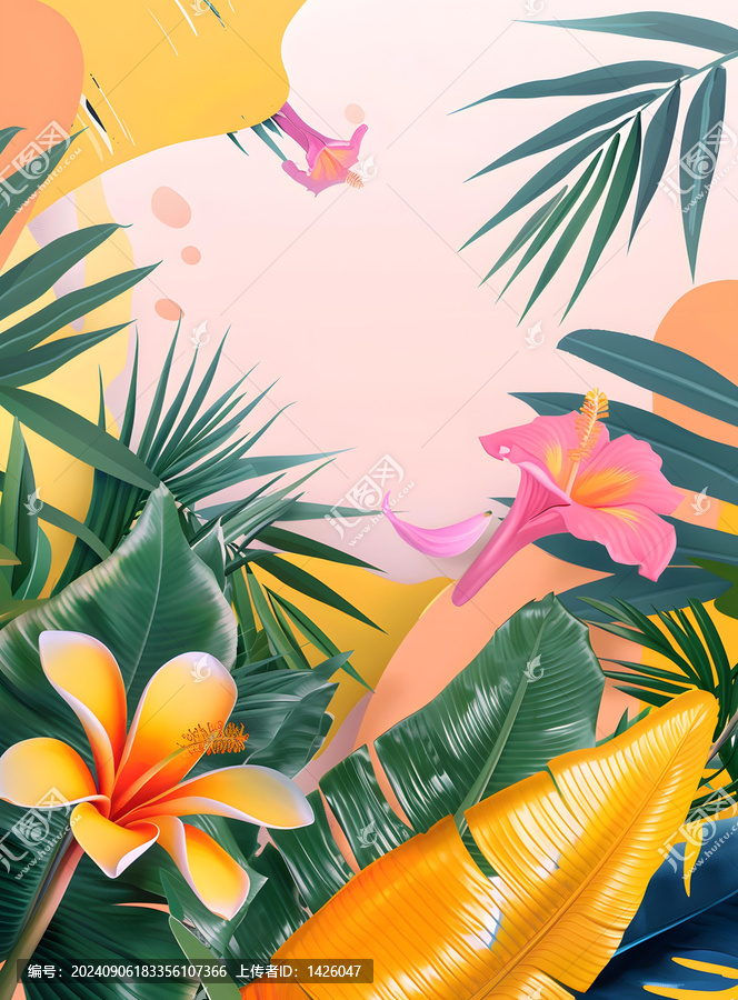 熱帶花卉夏季背景