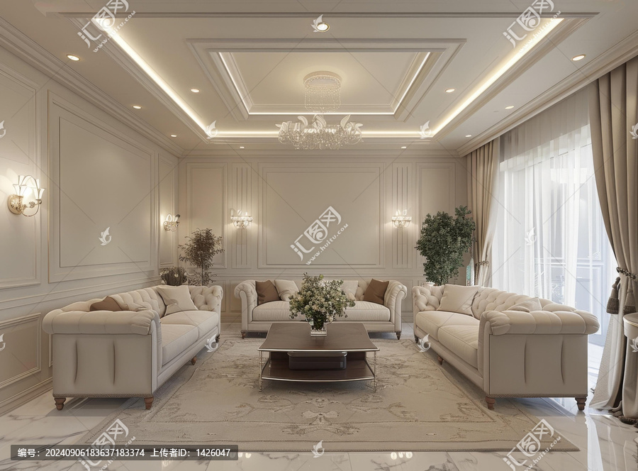采用現(xiàn)代家具的明亮通風(fēng)的客廳設(shè)計(jì)