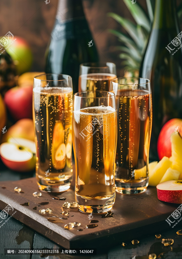蘋果酒配菠蘿和蘋果