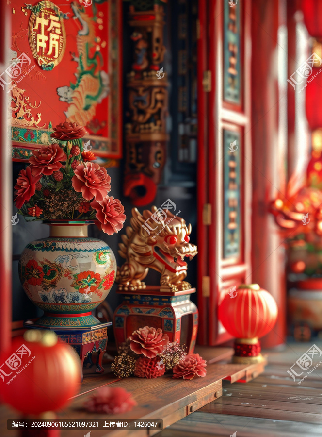 春節(jié)裝飾的中國建筑