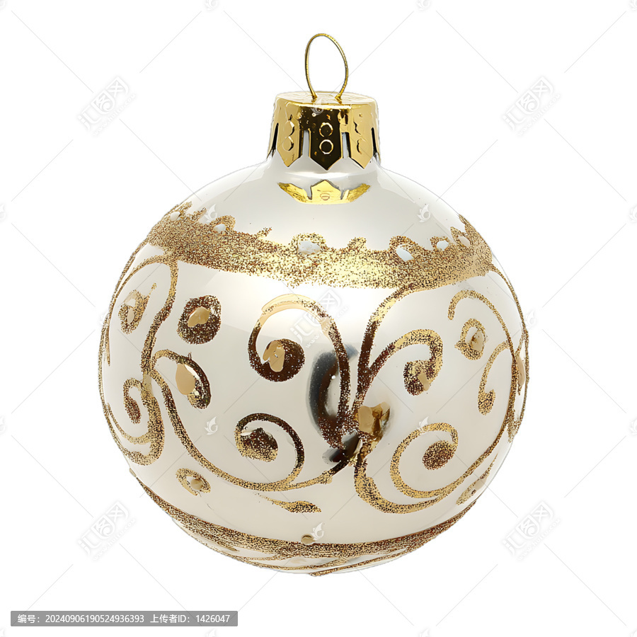 [免摳素材]白色金色圣誕裝飾球