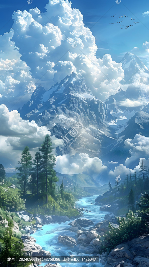 奇幻山川河流森林