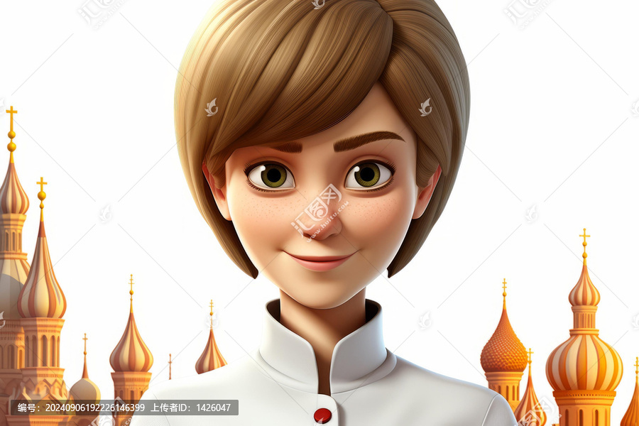 身穿廚師服的女廚師3D渲染圖