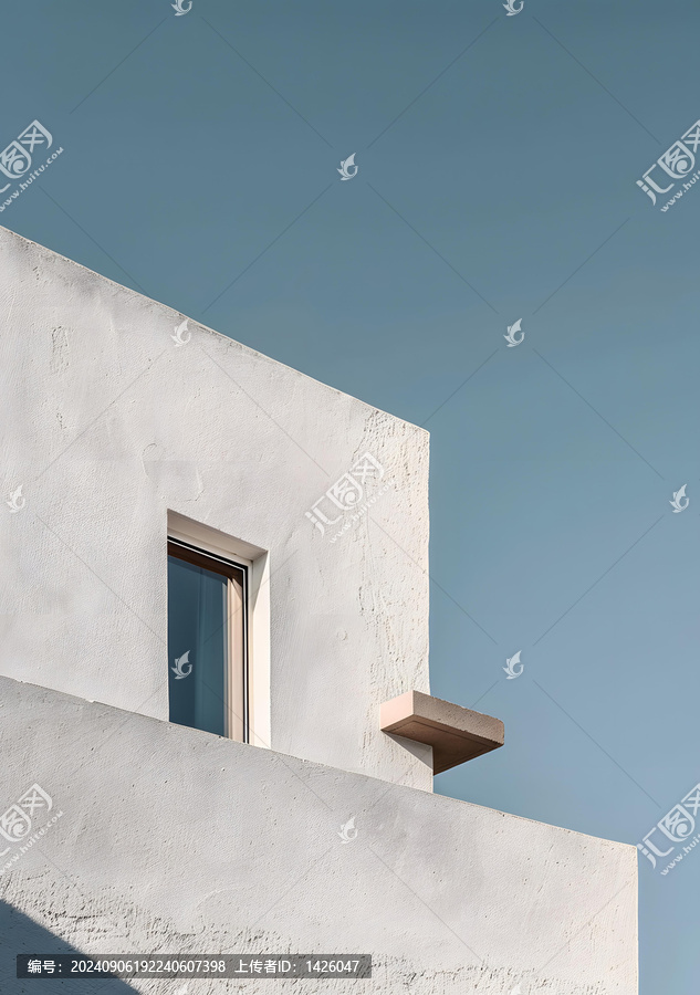 極簡主義建筑風格的白墻窗戶