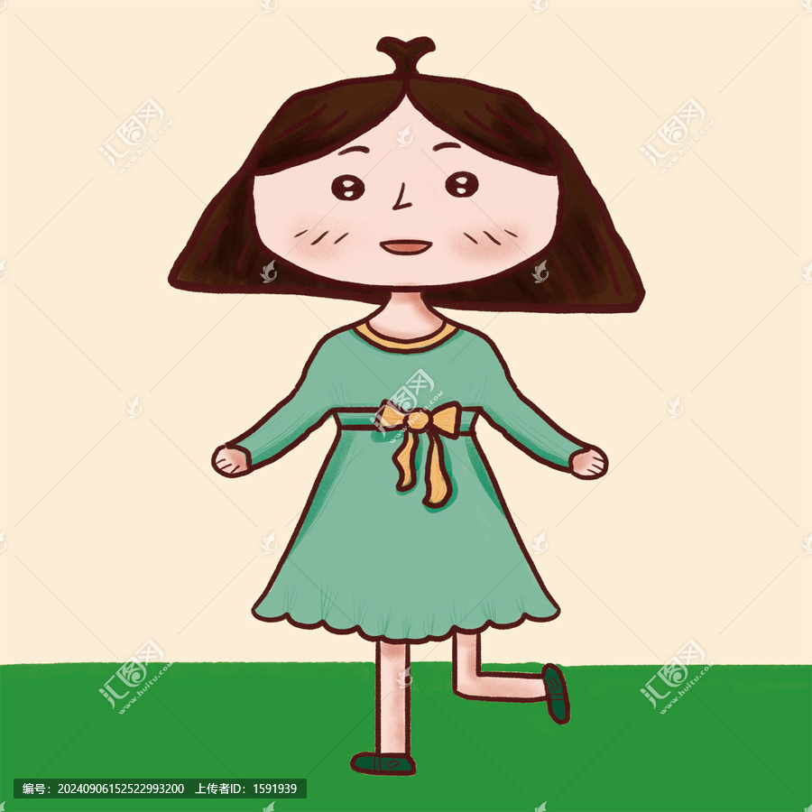 手繪卡通小女孩