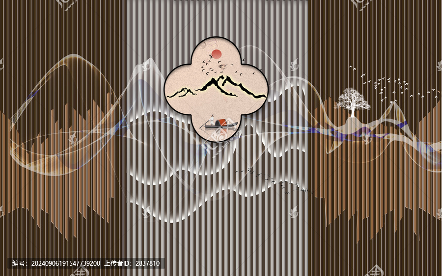 新中式中國風格柵背景墻