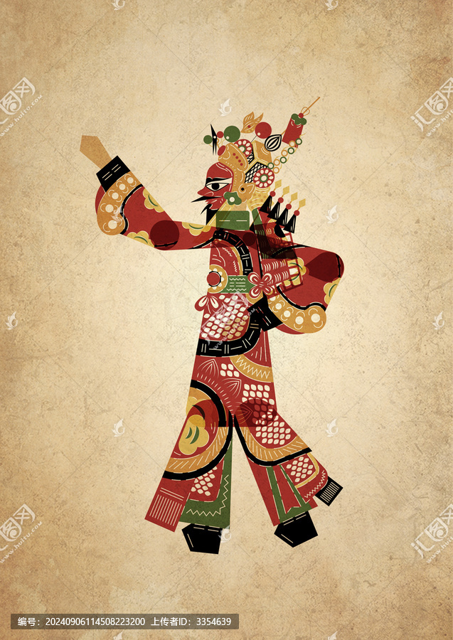 唐山皮影人物武將