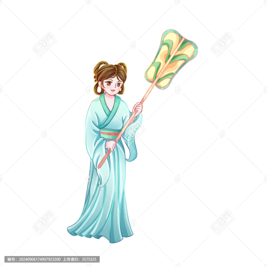 國風(fēng)蒲扇仕女美女插畫