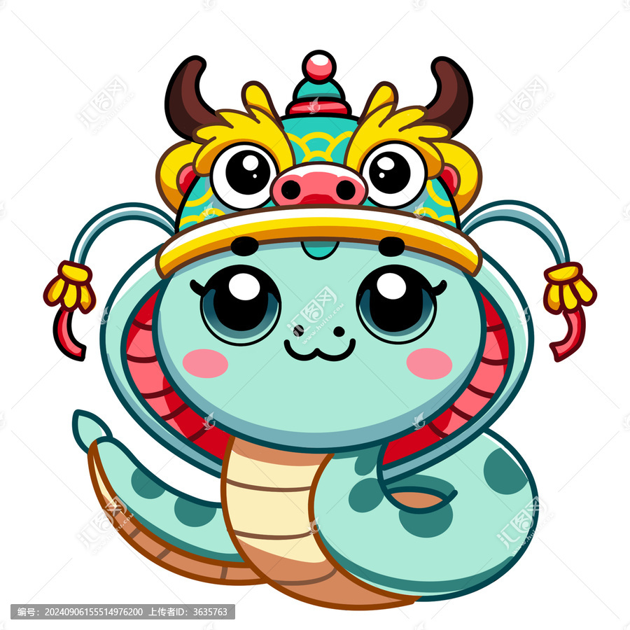 卡通蛇年插畫手繪