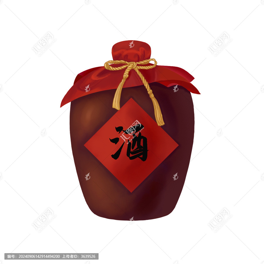 一個(gè)寫(xiě)著酒字的陶制酒壇