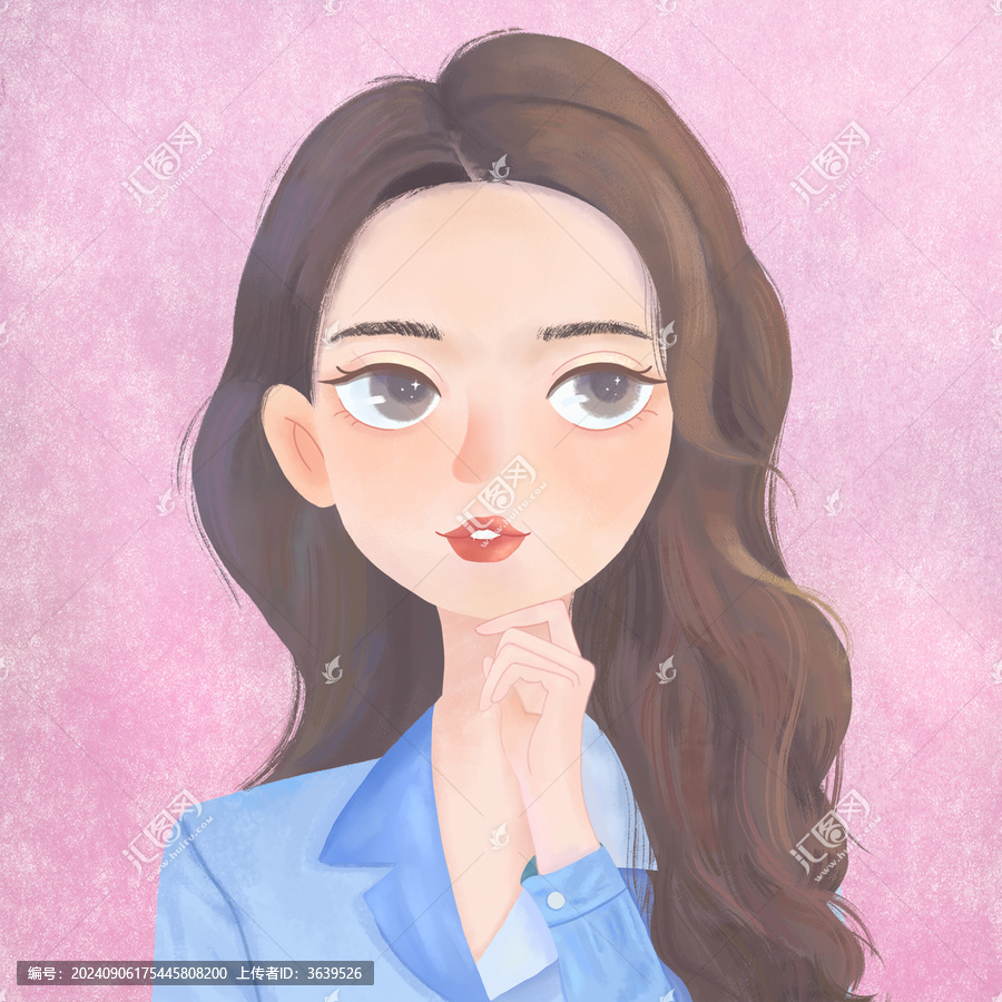 長(zhǎng)卷發(fā)知性職場(chǎng)女性卡通頭像