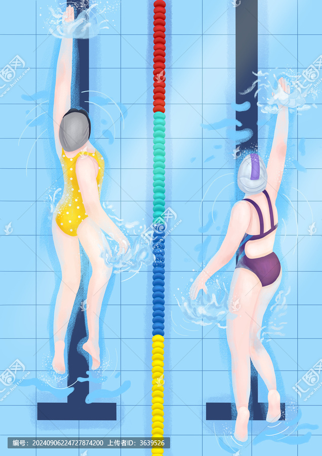游泳池中進(jìn)行游泳比賽的運(yùn)動(dòng)員
