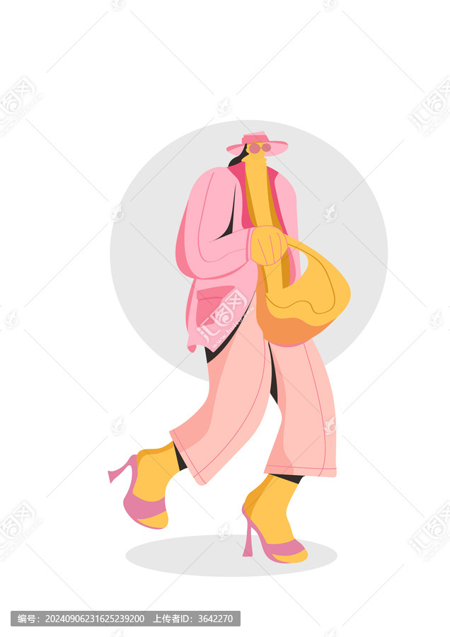 時尚潮流逛街女孩扁平插畫