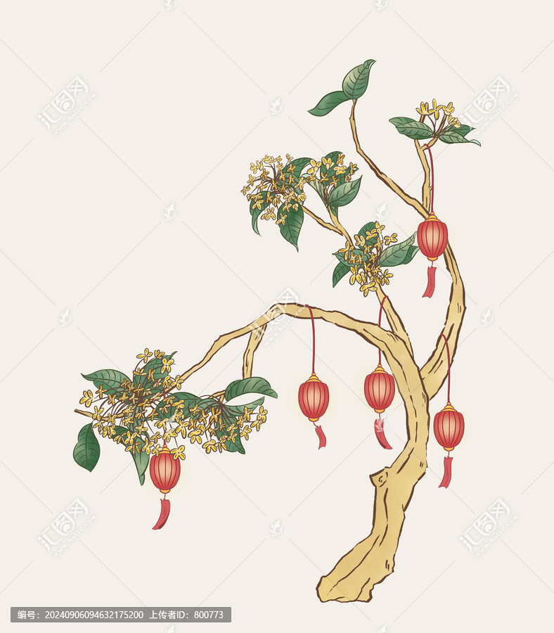 手繪中秋節(jié)桂花樹