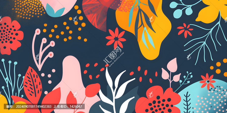 多彩抽象花卉圖案