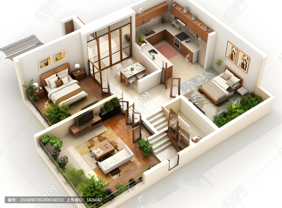 現(xiàn)代風(fēng)格的復(fù)式住宅室內(nèi)設(shè)計效果圖