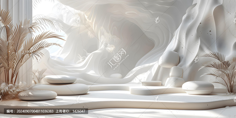 白色背景與柔和的燈光和陰影