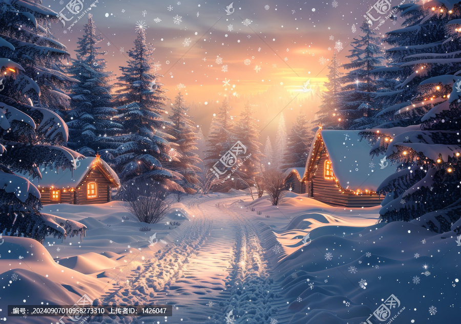 冬日雪中小屋