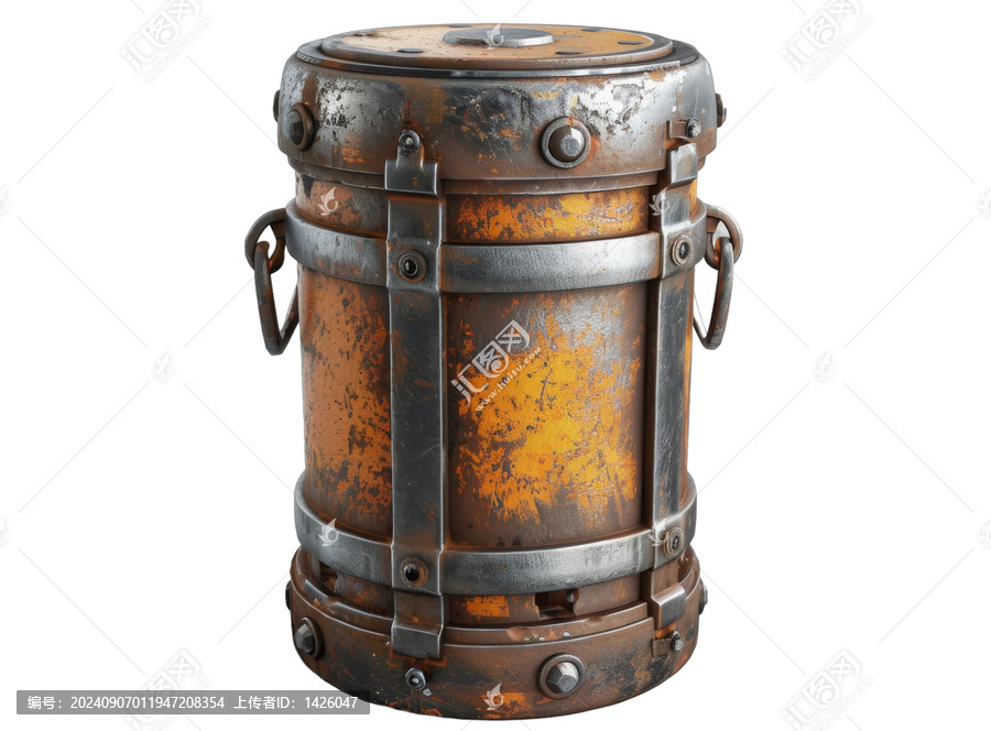 [免摳素材]透明背景上的生銹金屬容器