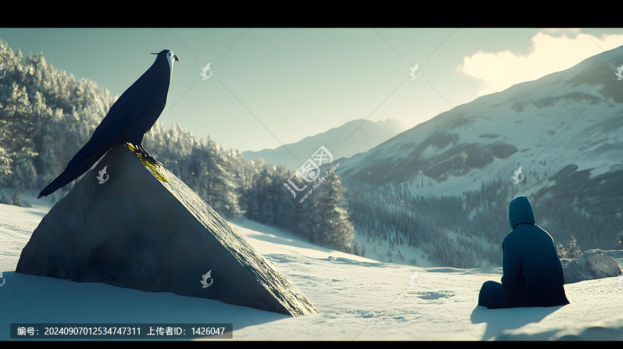 藍(lán)色鳥和雪山中的那個(gè)人