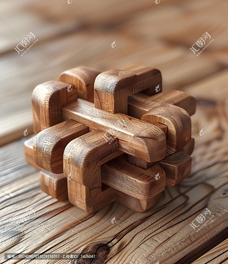 木質(zhì)桌面上的互鎖拼圖