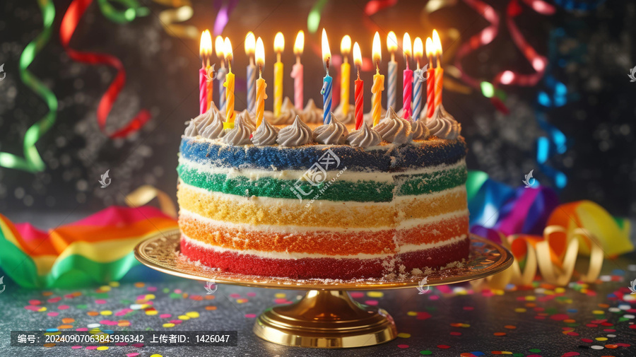 彩虹生日蛋糕