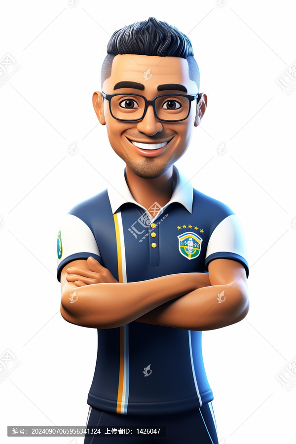 身穿藍(lán)白條足球服的巴西男子