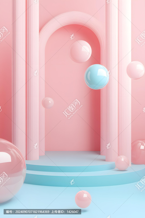 粉藍幾何抽象3D圖形設(shè)計