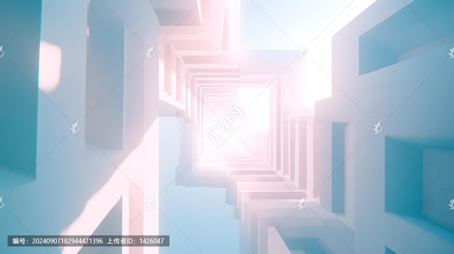 抽象白色建筑隧道光線