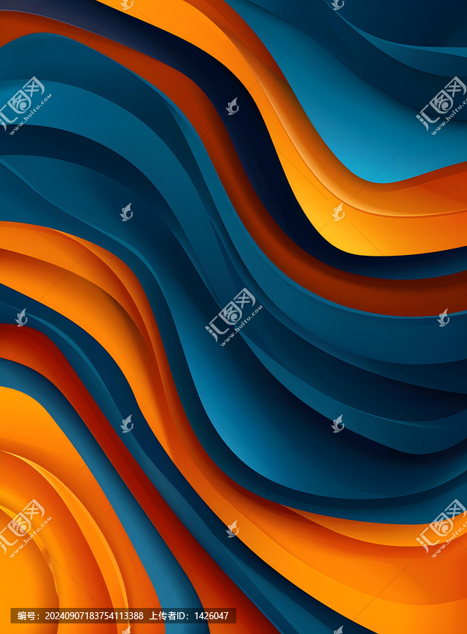 抽象橙色藍色波浪設計