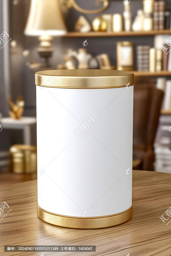 金色邊框白色圓柱形產(chǎn)品模型