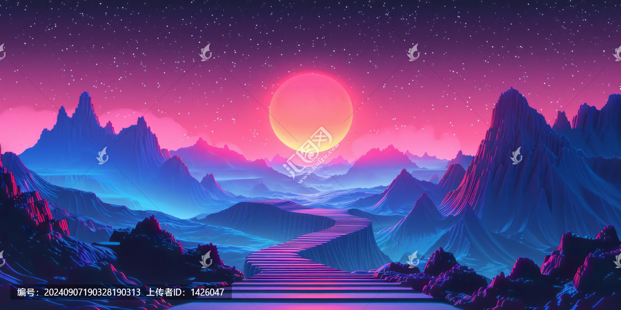 合成器波夜間風(fēng)景