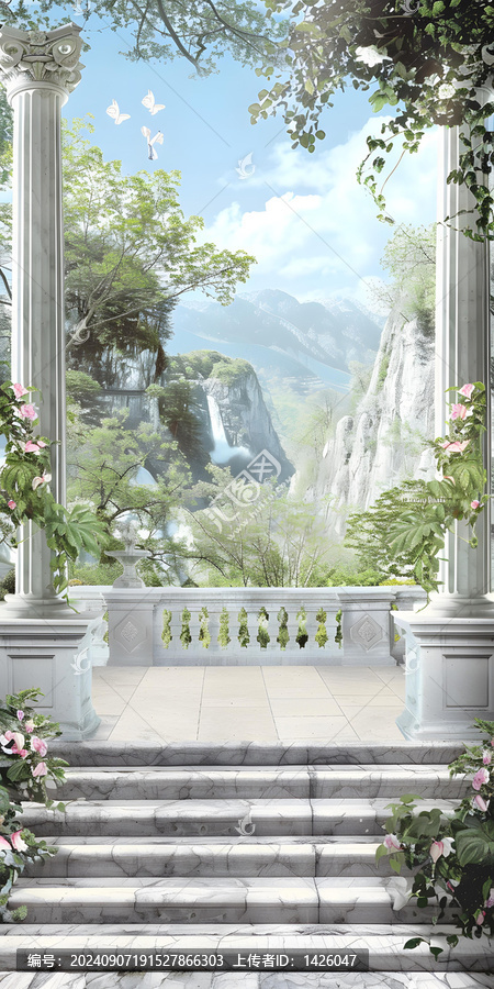 通往山景的石階