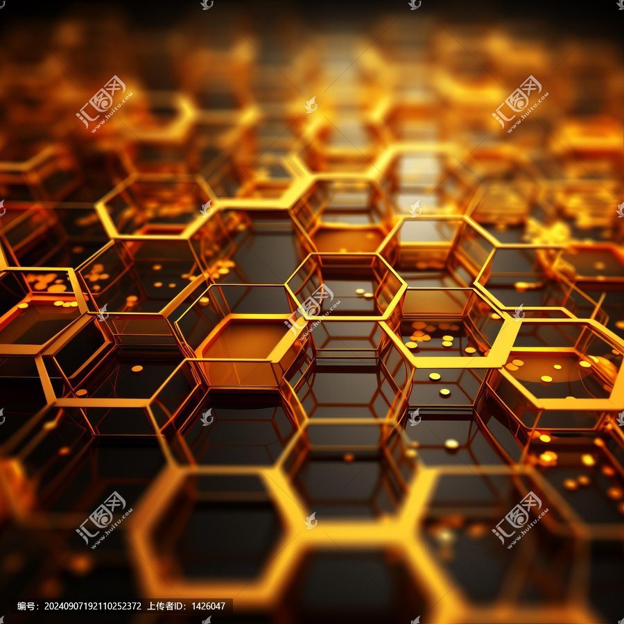 金色蜂窩抽象中心發(fā)光
