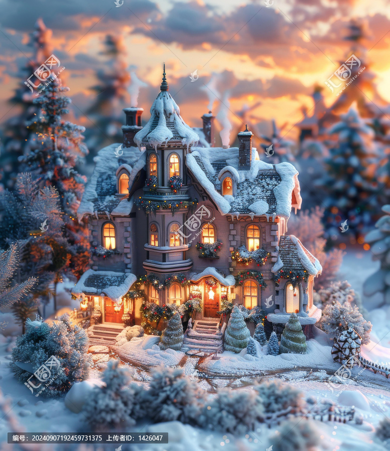 雪景圣誕小屋