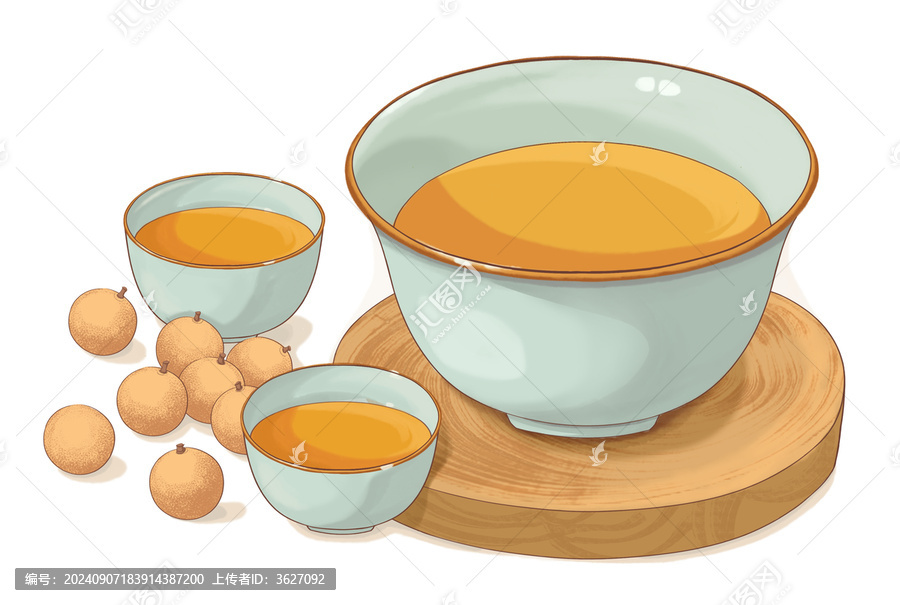 茶杯茶碗龍眼插畫