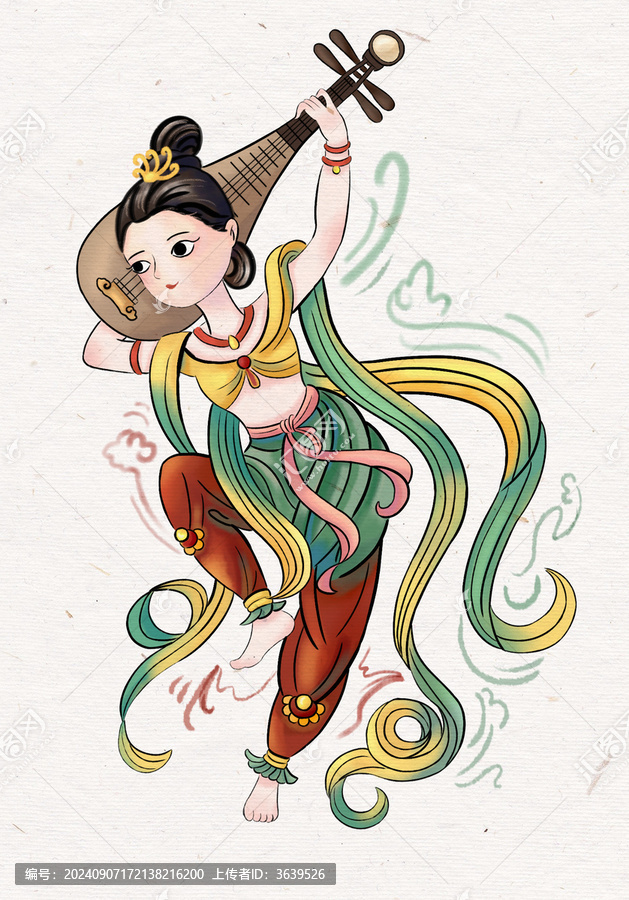 反彈琵琶的敦煌飛天仙女