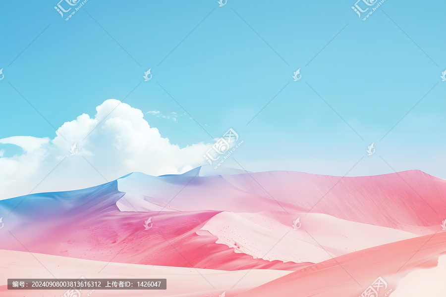 粉色沙丘,藍(lán)天白云