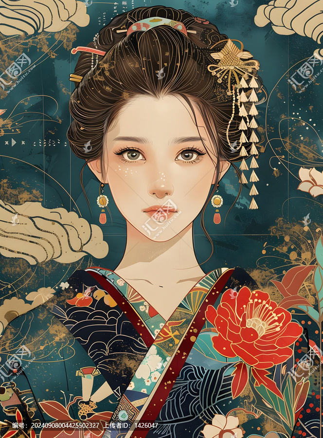 身穿和服的亞洲美女